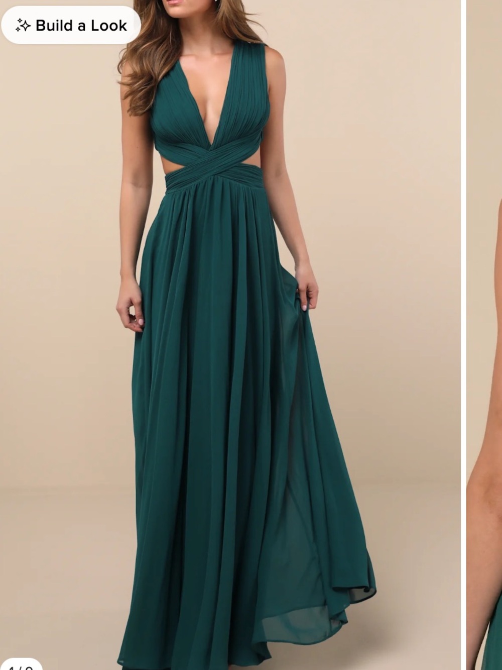 Lulu's Teal Green Deep V Maxi Dress with Twisted Waist